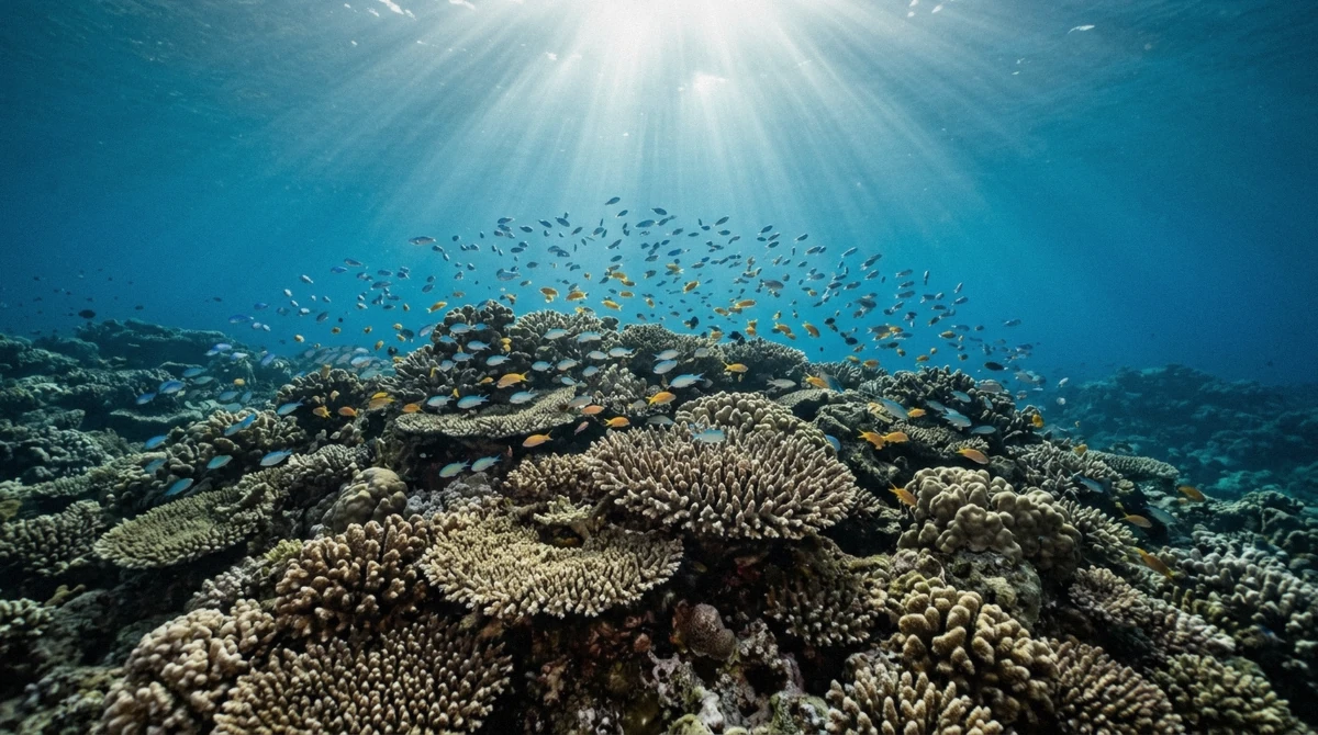 Healthy hard coral and reef fish inside the no-take sanctuary at Chumbe Island Coral Park, Zanzibar